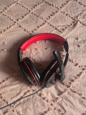 Black & Red Over-Ear Gaming Headset with Microphone